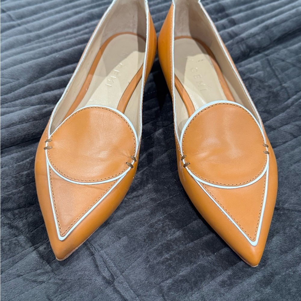 M. Gemi Tan Leather Pointed Flats